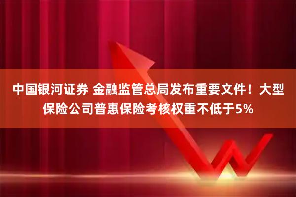 中国银河证券 金融监管总局发布重要文件！大型保险公司普惠保险考核权重不低于5%